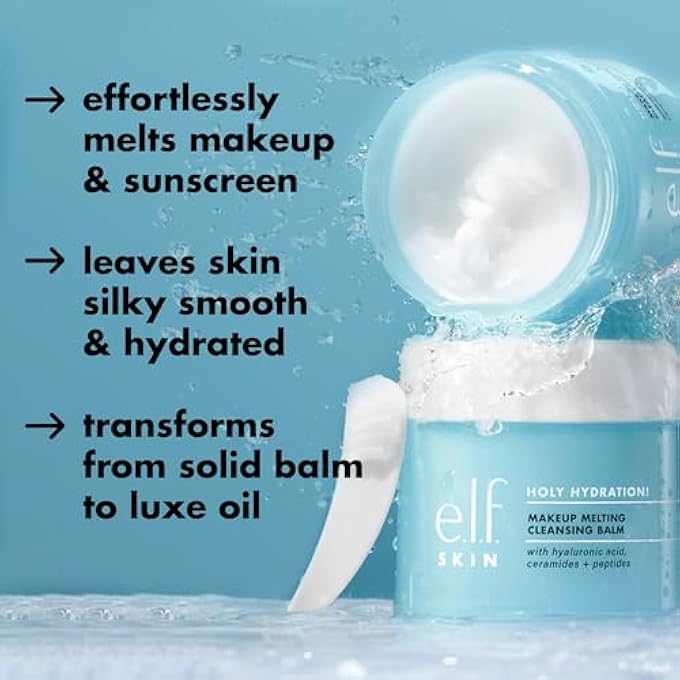 elf HOLY HYDRATION! MAKEUP MELTING CLEANSING BALM, FACE CLEANSER & MAKEUP REMOVER, INFUSED WITH HYALURONIC ACID TO HYDRATE SKIN, 2 OZ - Image 4